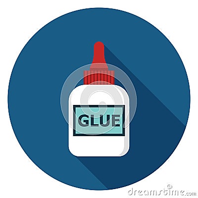 Glue bottle icon in flat design. Stock Photo