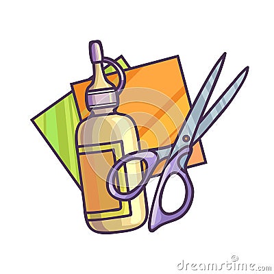 Glue, paper and scissors. Vector Illustration. Vector Illustration