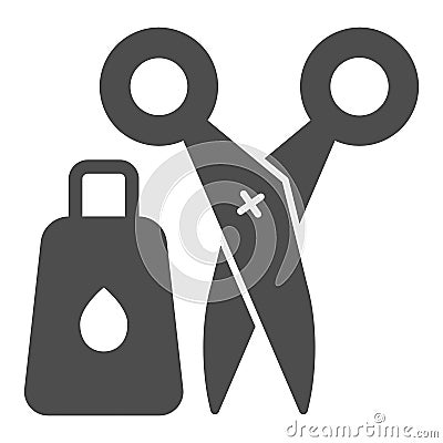 Glue and scissors solid icon, office supplies concept, office implements, tools vector sign on white background, glyph Vector Illustration