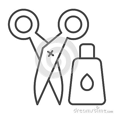 Glue and scissors thin line icon, office supplies concept, office implements, tools vector sign on white background Vector Illustration