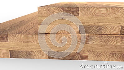 Glued wood structure. Lumber industrial wood texture, timber butts background. end of a processed wooden beam Stock Photo