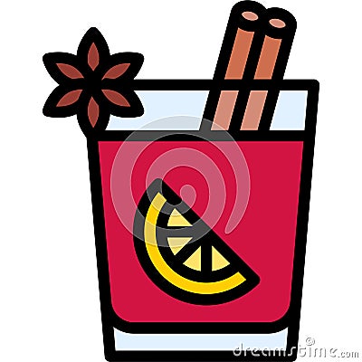 Gluhwein Cocktail icon, Alcoholic mixed drink vector Vector Illustration