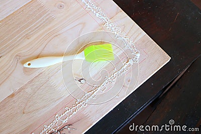 Gluing woodcraft Stock Photo