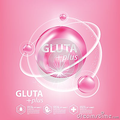 Gluta Collagen Solution Skin Care Cosmetic vector illustration Vector Illustration