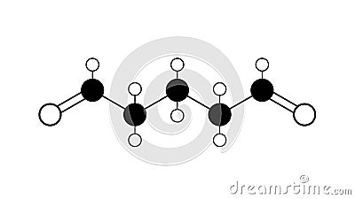 glutaraldehyde molecule, structural chemical formula, ball-and-stick model, isolated image crosslinking agent Stock Photo