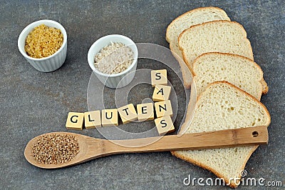 Gluten-free foods written in French Stock Photo