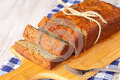 Gluten Free Diet Banana Bread With Fork Stock Photo