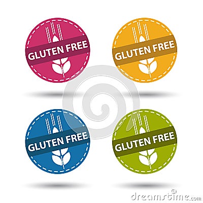 Gluten Free Buttons - Colorful Vector Illustration - Isolated On White Stock Photo