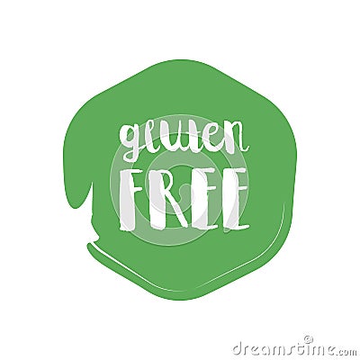 Gluten Free circle letters in grunge round background. Vector logo illustration Cartoon Illustration