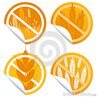 Gluten free food label stickers. Vector illustration collection Vector Illustration