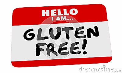 Gluten Free Hello Name Tag Sticker Special Dietary Needs 3d Illustration Stock Photo