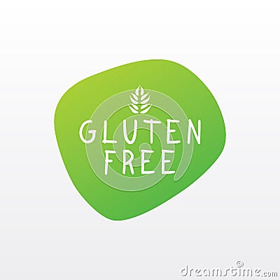 Gluten free icon. Green gradient vector sign isolated. Illustration symbol for food, product sticker, logo, package, label, Vector Illustration
