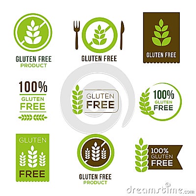 Gluten Free Icons - Badges Vector Illustration