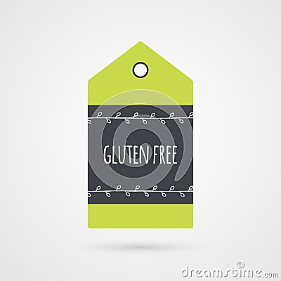 Gluten free label. Food icon. Shopping tag sign with twigs isolated. Vector Illustration