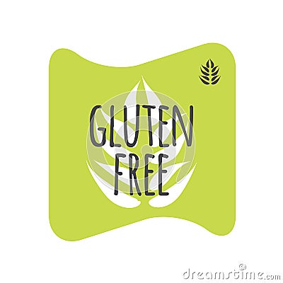 Gluten Free label. Green grey white vector sign isolated. Illustration symbol for food, product sticker, healthy eating, diet Vector Illustration