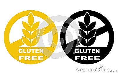 Gluten free label vector icons set. No wheat symbols templates d Vector Illustration