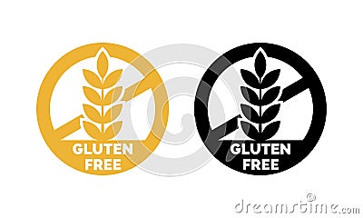 Gluten free label vector wheat cereal icons Vector Illustration