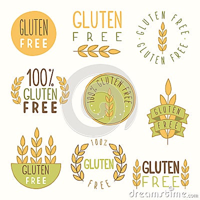 Gluten free labels. Vector Illustration