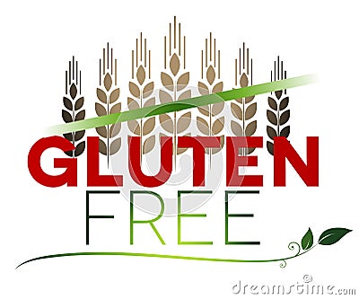 Gluten free message and wheat at the top Vector Illustration