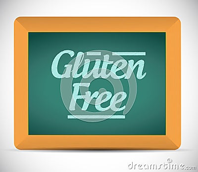 Gluten free message written on a blackboard. Cartoon Illustration