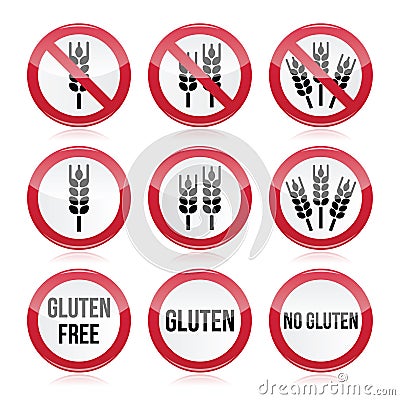 Gluten free, no gluten warning signs Stock Photo