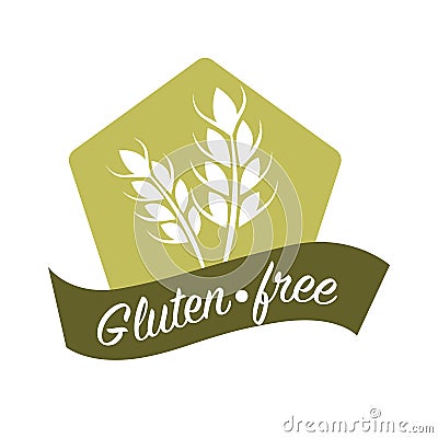 Gluten free substance in cereal grains logo design with wheat Vector Illustration