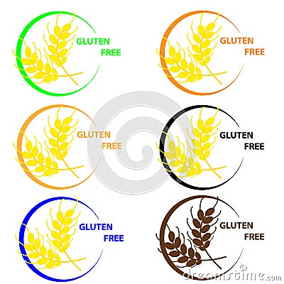 Gluten free symbols on white background Vector Illustration