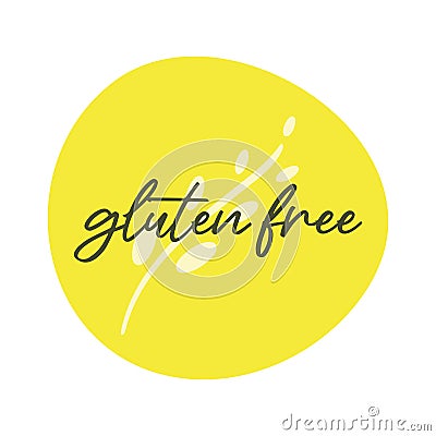 Gluten Free vector icon. Food sticker. Yellow isolated label. Symbol for product, allergy, diet, design element, sign Vector Illustration