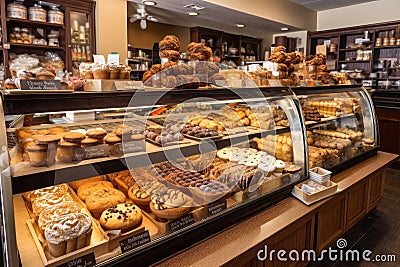 gluten-free and vegan bakery, with wide variety of baked goods on display Stock Photo