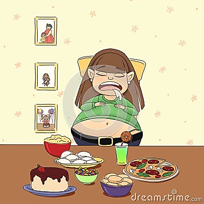 Glutton girl visiting her beloved grandmother. Stock Photo