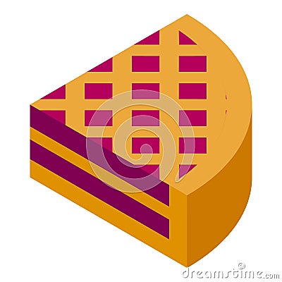 Gluttony apple pie icon, isometric style Vector Illustration