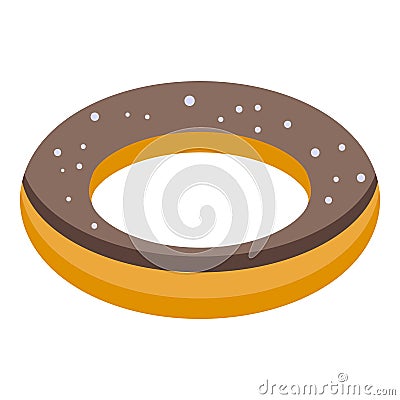 Gluttony chocolate donut icon, isometric style Vector Illustration