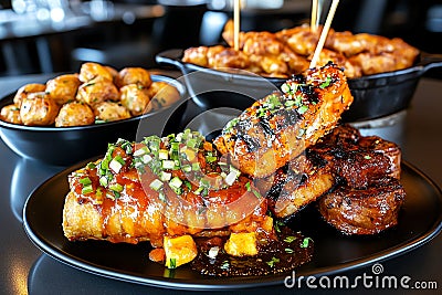 Gluttony, endless appetizers, heaping entrees push the boundaries of consumption at every meal Stock Photo