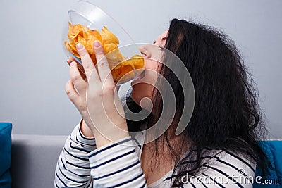 Gluttony, obesity, unhealthy eating, bad habits, food addiction, Stock Photo