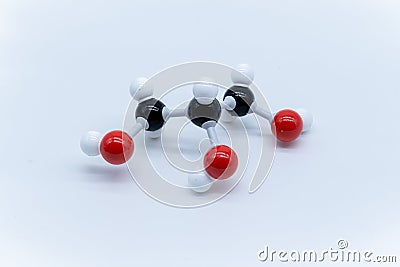 Glycerol molecule made by molecular model on white background. Stock Photo