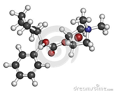 Glycopyrronium bromide (glycopyrrolate) COPD drug molecule. Has additional medical uses as well Stock Photo