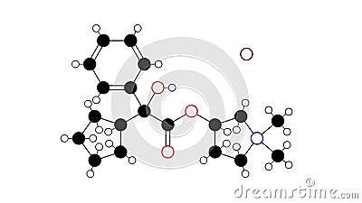 glycopyrronium bromide molecule, structural chemical formula, ball-and-stick model, isolated image antimuscarinics Stock Photo