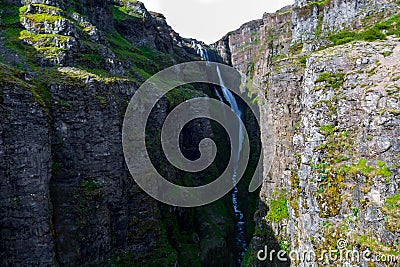 Glymur waterfall in Iceland Stock Photo