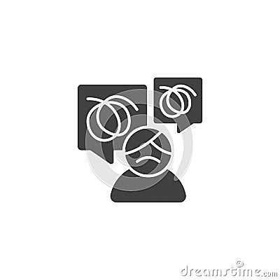 Glyph confused, Dizziness, stress, doubt, shrug Speechless vector icon Vector Illustration