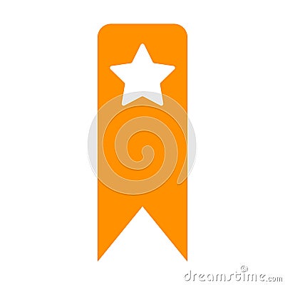 Glyph orange bookmark for a book reading place Vector Illustration