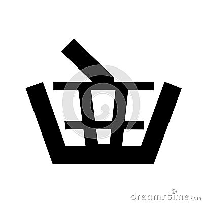 Glyph Shopping basket goods symbol. Market store cart icon. Simple bag Graphic element. Consumerism sign isolated on Vector Illustration