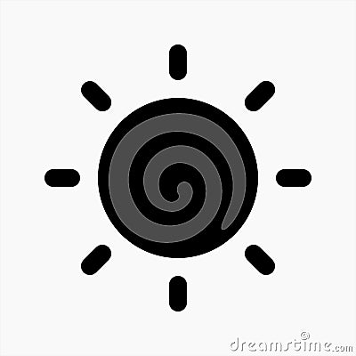 glyph sun icon vector for brightness symbol isolated Cartoon Illustration