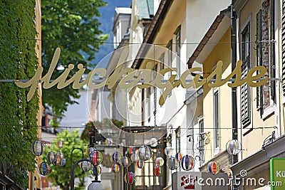 Lucky alley in Bad Ischl, Salzkammergut, Upper Austria, Austria, Europe Editorial Stock Photo