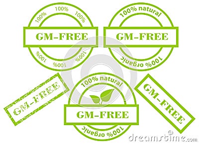GM-Free green stamps Vector Illustration