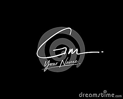 GM Signature initial logo template vector. Initial signature logo template. Initial letter logo template for logo identity and Vector Illustration