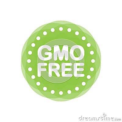 Gmo free green stamp in flat style on white background. Vector illustration. Cartoon Illustration