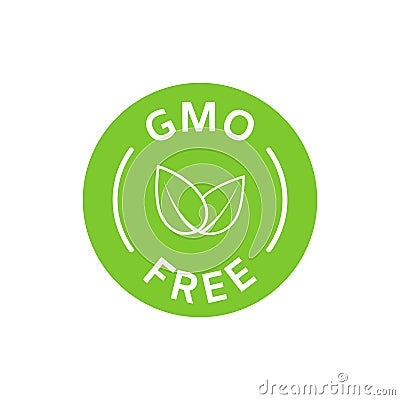GMO free icon. Healthy organic food concept. No GMO design elements for tags, product packag, food symbol, emblems Vector Illustration