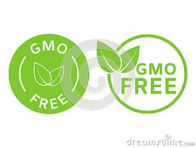 GMO free icons. Non GMO labels. Healthy organic food concept. No GMO design elements for tags, product packag, food Vector Illustration