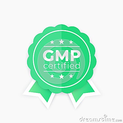 GMP certified badge, Good Manufacturing Practice Vector Illustration