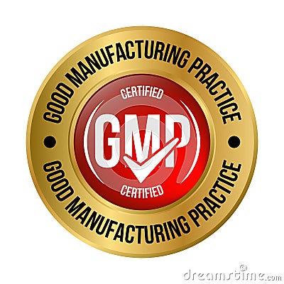 GMP Certified Badge, Good Manufacturing Practice Certified Stamp, GMP Approved Label, Packaging Design Elements, Supplement, GMP Stock Photo